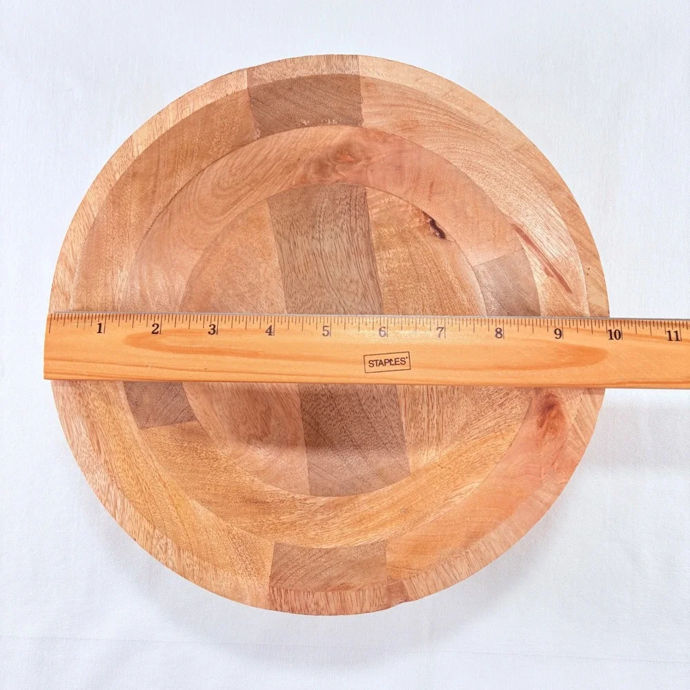 Foreside Wood Bead Bowl 10 Inch Brown Mango‎ Wood Beaded Trim FDAD08033